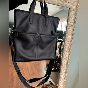Black Leather Coach Crossbody Work Bag